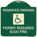 Signmission Reserved Parking Permit Required $100 Fine Heavy-Gauge Aluminum Sign, 18" x 18", G-1818-23060 A-DES-G-1818-23060